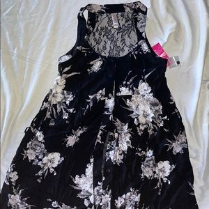 Black floral button dress